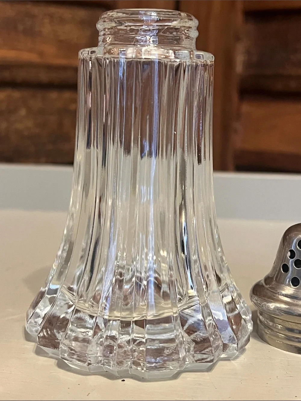 Large Clear Glass and Silver-Top Sugar Shaker - Home Dining Serveware